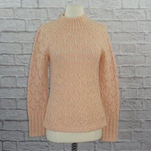 Vintage 90s Mohair Wool Pink Metallic Knit Sweater Small